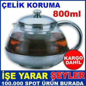 Çelik Muhafazali Cam Demlik, Çay Makinalari için Çelik Filtreli Cam Demlik Çaydanlik Üstü Cam Demlik