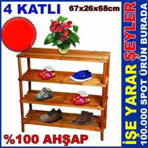AHŞAP 4KATLI PORTATF ÇOK AMAÇLI AYAKKABI RAFI