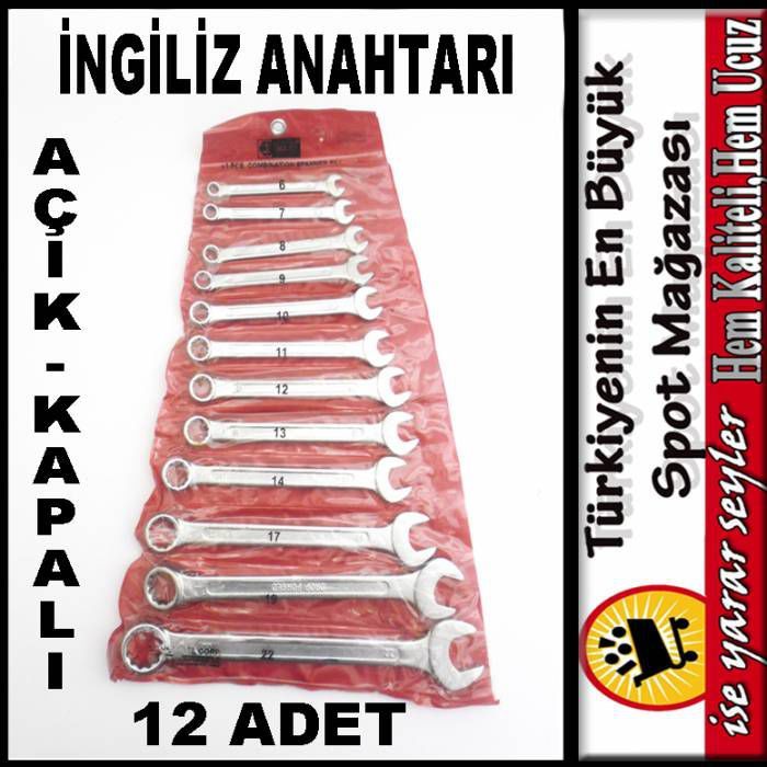 12pc AÇIK KAPALI ÇELİK KOMBİNE ANAHTAR TAKIMI
