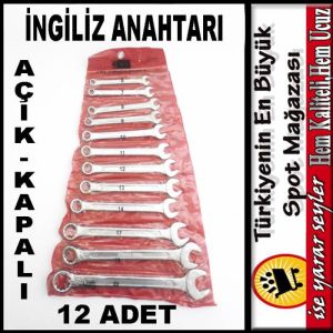 12pc AÇIK KAPALI ÇELİK KOMBİNE ANAHTAR TAKIMI