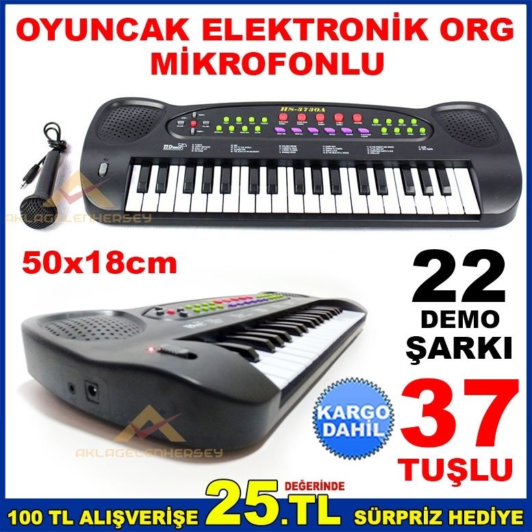 37 TUŞLU 50cm OYUNCAK MİKROFONLU ELEKTRONİK ORG