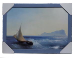 Açık Mavi Renkte 52x39 cm Boyutlarında Ahşap Kaliteli Çerçeve