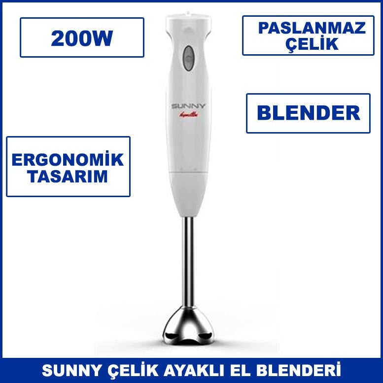 Sunny Kıymetlim SN5 BLD 10 Çelik Ayaklı El Blenderi 200W Ergonomik Tasarım - 2 Yıl Garantili
