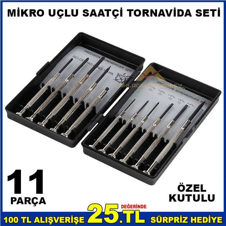 11 PARÇA MİKRO UÇLU SAATÇİ MİNİ TORNAVİDA SETİ