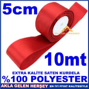 5 cm 10 METRE 1. KALİTE KIRMIZI SATEN KURDELA