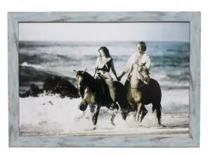 Açık Mavi ve Siyah Renkte 52x39cm Ebatında Ahşap Kaliteli Çerçeve