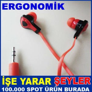 KIRMIZI SİYAH RENK ERGONOMİK KULAK İÇİ KULAKLIK