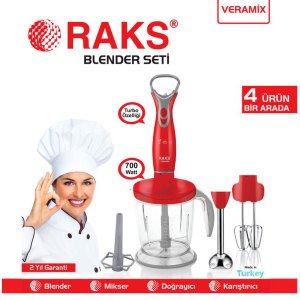 Raks Veramix Blender Seti 700w Turbolu 4'lü Set Paslanmaz Çelik Bıçaklı 2 Yıl Garantili