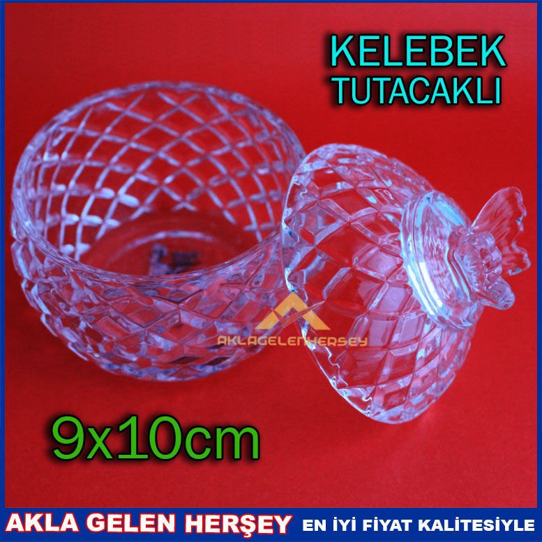 DEL VETRO KELEBEK TUTACAKLI KAPAKLI OVAL KASE 