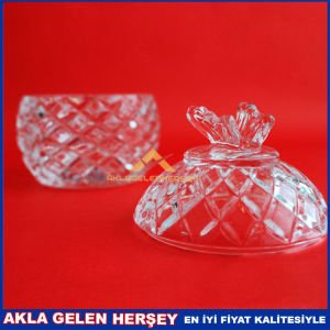 DEL VETRO KELEBEK TUTACAKLI KAPAKLI OVAL KASE 