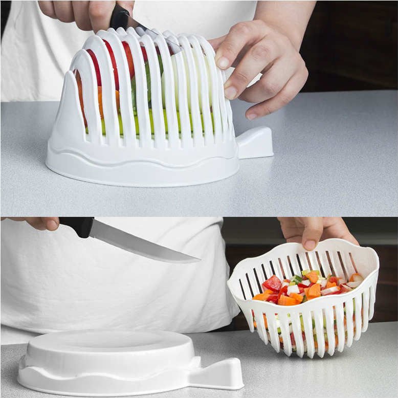 Süper Pratik Akrilik Salatamatik İster Meyve İster Sebze Doğrayıcı Yıka-Kes-Hazır Salatamatik