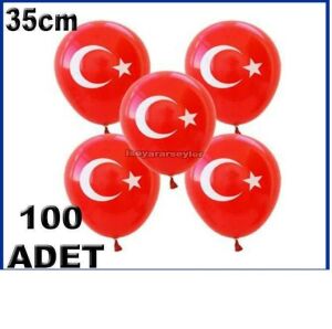 TÜRK BAYRAK BASKILI KIRMIZI 100 ADET BALON