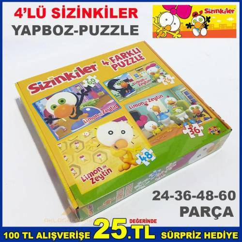 4'lü Sizinkiler Eğitici Eğlendirici Puzzle Seti