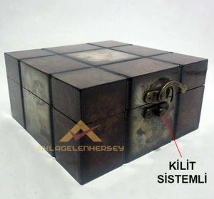 El işçilikli retro ahşap kutu, eskitme tarz çiçek desenli nostaljik ahşap mobilya mücevher sandığı,