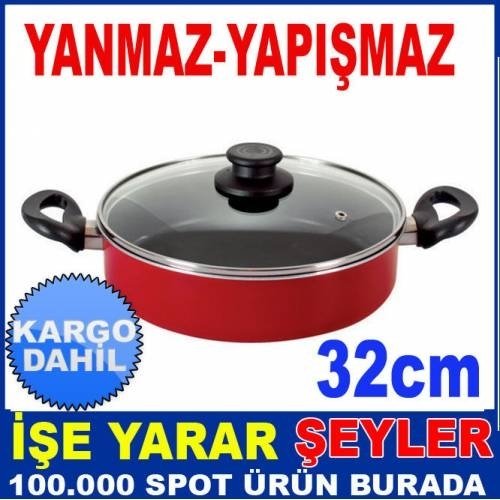 Ücretsiz Kargo 32cm YANMZ YAPŞMZ TEFLON KARNIYARIK TENCERESİ