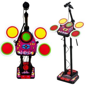 Mikrofonlu Oyuncak Orkestra Seti  Pilli Işıklı Batery  Ritim Seti