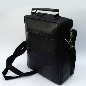 Hakiki Deriden Üretilmiş Omuz Askılı 5 Cepli Küçük Boy Erkek El Çantası - Dikey Model