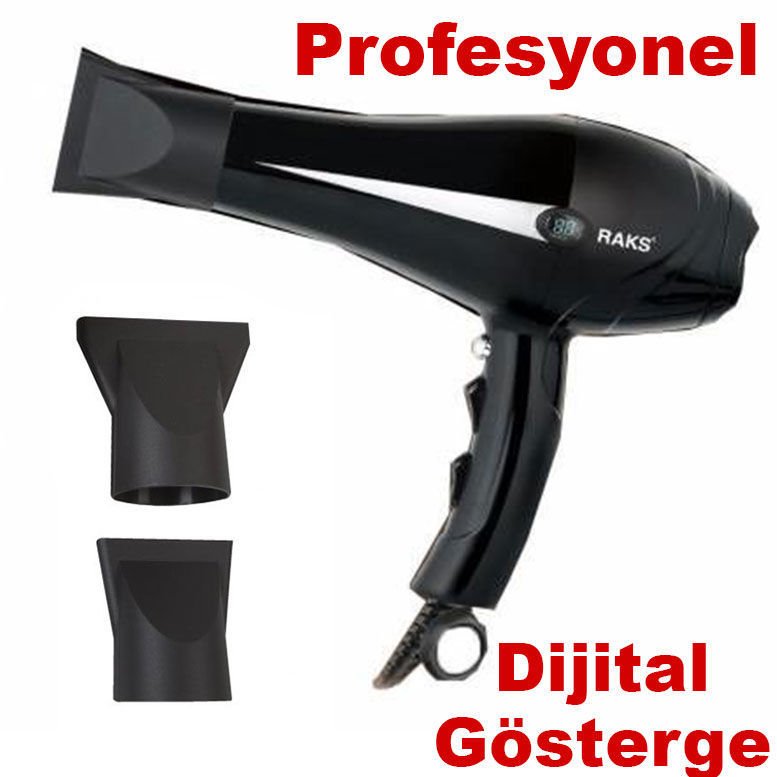 Raks Pro 2200watt Kuaför Tipi Profesyonel Dijital Göstergeli Saç Kurutma Fön Makinesi