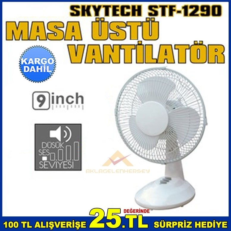 SKYTECH 9'' 2 KADEMELİ SESSİZ ÇALIŞAN MASAÜSTÜ SERİN VANTİLATÖR