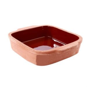 Toprak Güveç Kare Fırın Tepsisi 26x23x6 cm İçi Sırlı Güveç Tavası