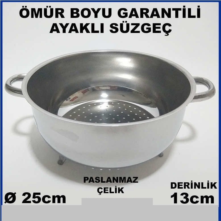 1.KALİTE PASLANMAZ ÇELİK ÇİFT KULPLU SÜZGEÇ MEYVE MAKARNA SÜZGECİ