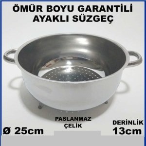 1.KALİTE PASLANMAZ ÇELİK ÇİFT KULPLU SÜZGEÇ MEYVE MAKARNA SÜZGECİ