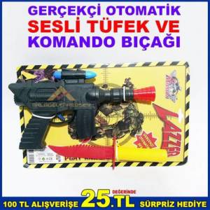 Gerçekçi Otomatik Sesli Tüfek Ve Komando Bıçağı