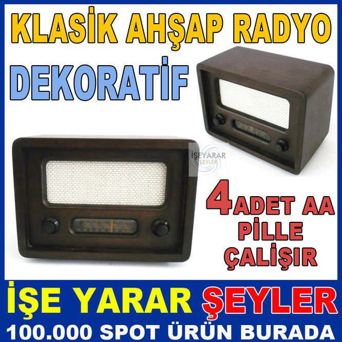KLASİK AHŞAP DEKORATİF PİLLİ NOSTALJİK FM RADYO