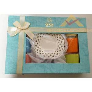 6adet Karışık Renkli Porselen Kahve Fincan Seti