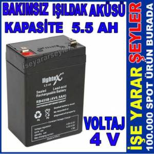 Lightex LT-45 Akü 4volt, 5.5Amper bakımsız ışıldak aküsü Ataba-GP Türkiye Garantisiyle 46x68,h=98mm