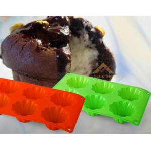 6lı Renkli Desenli Tamamı Silikon Kek Kalıbı