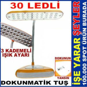 30 LED ŞARJLI MASA LAMBASI DOKUNMATİK AÇMA KAPAMA TUŞLU HAREKETLİ FLEX BAŞLIK MASA LAMBASI IŞILDAK-3
