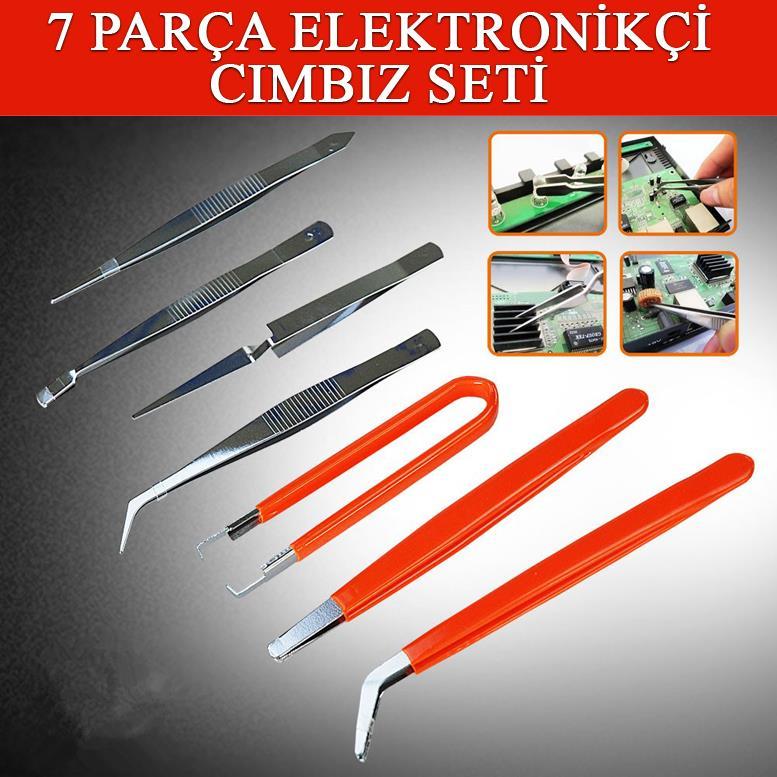 7 Parça Elektronikçi ile Saatçi Çımbız Seti Takımı Tamirci Cımbız Seti Paslanmaz Çelik