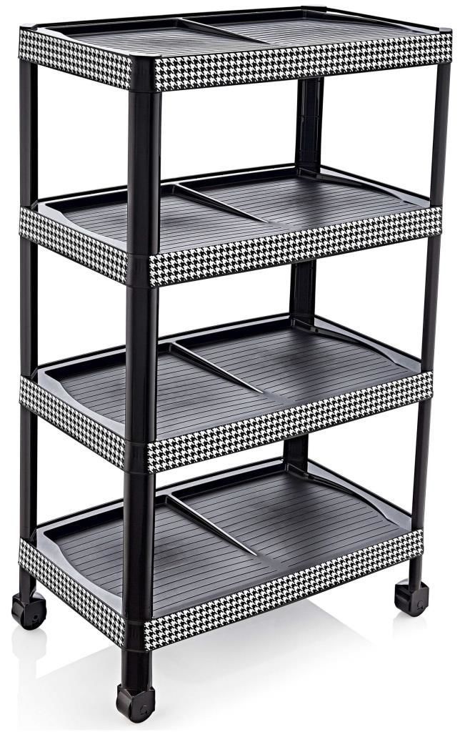 Ultra Lüks Model Kaz Ayağı Desenli 4 Katlı Demonte Ayakkabılık 48x28 h:80cm 8 Çift Ayakkabı İçin