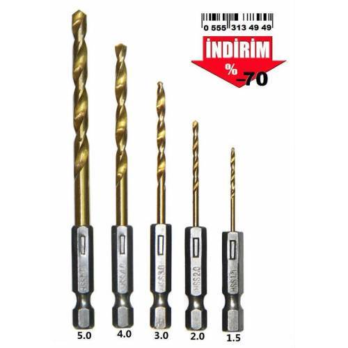 Tüm Akülü Matkap Şarjlı Tornavida için Altıgen Bit Uç 5li Matkap Ucu Seti Mandren Uyumlu titanyum