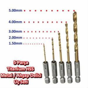 Tüm Akülü Matkap Şarjlı Tornavida için Altıgen Bit Uç 5li Matkap Ucu Seti Mandren Uyumlu titanyum