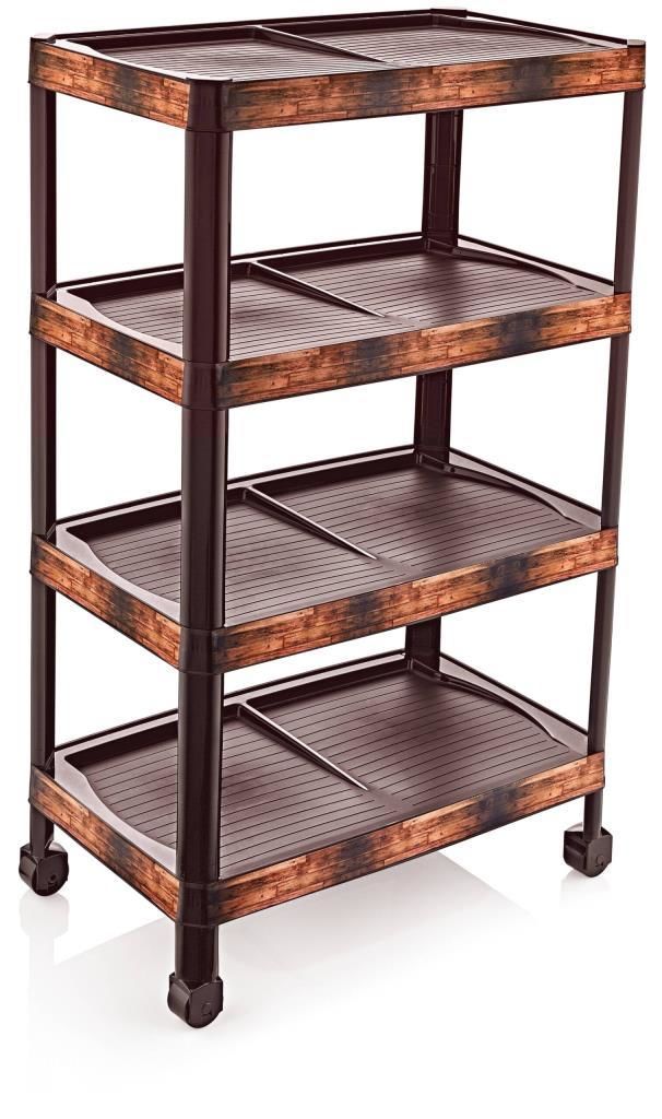 Ultra Lüks Model Ahşap Desenli 4 Katlı Demonte Ayakkabılık 48x28 h:80cm 8 Çift Ayakkabı İçin