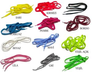 12 Farklı Canlı Renkte Sağlam Kaliteli Ucu İnce Ayakkabı Bağcığı Kopmaz ve Yırtılmaz Sağlamdır