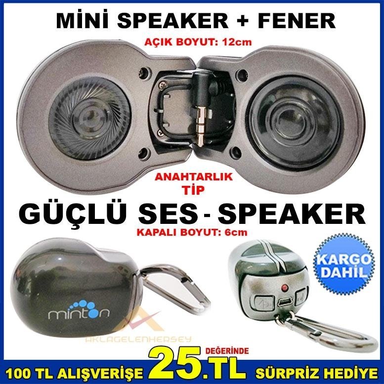 ANAHTARLIK TİP ŞARJLI POCKET MİNİ SPEAKER+FENER