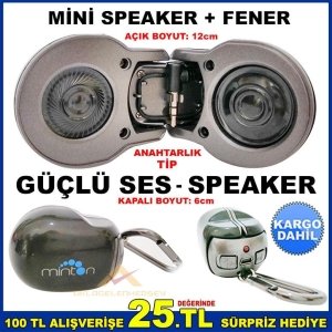 ANAHTARLIK TİP ŞARJLI POCKET MİNİ SPEAKER+FENER
