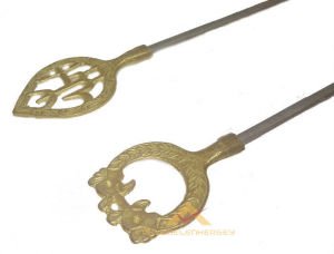 Antik pirinç başlı ömür boyu garantili paslanmaz çelik kebap şişi eniyi kalitede şiş kebaplar için