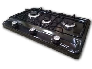 Üstten Düğmeli LPG Ocak 3 gözlü Lüx Emaye Ocak Siyah Tüpgazlı Ocak Tüplü 3lü Yeni Setüstü Pişirici