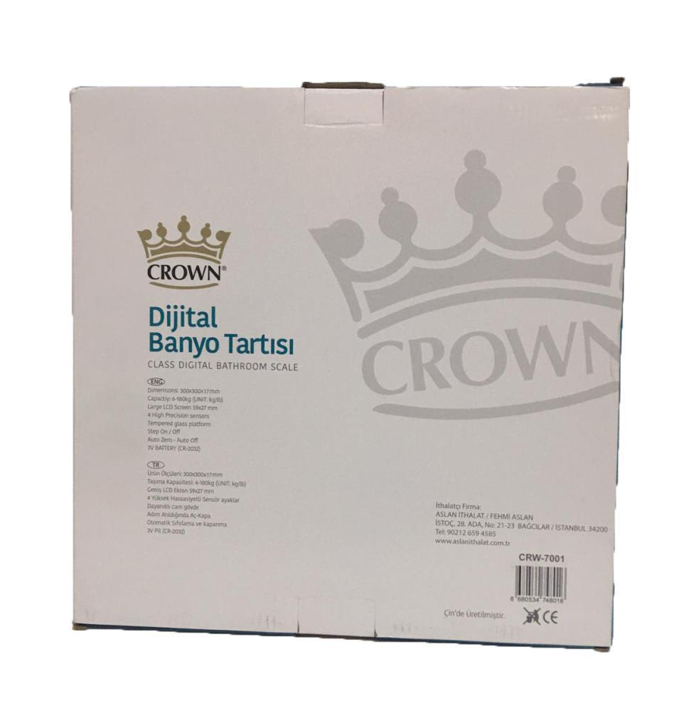 Crown Boğaz Köprüsü Desenli Banyo Tartısı Dijital Cam Baskül LCD Ekran Yük Uyarı Göstergesi