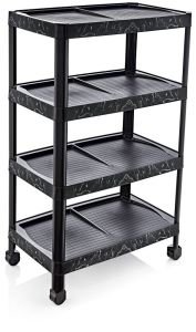 Ultra Lüks Model Siyah Mermer Desenli 4 Katlı Demonte Ayakkabılık 48x28 h:80cm 8 Çift Ayakkabı İçin