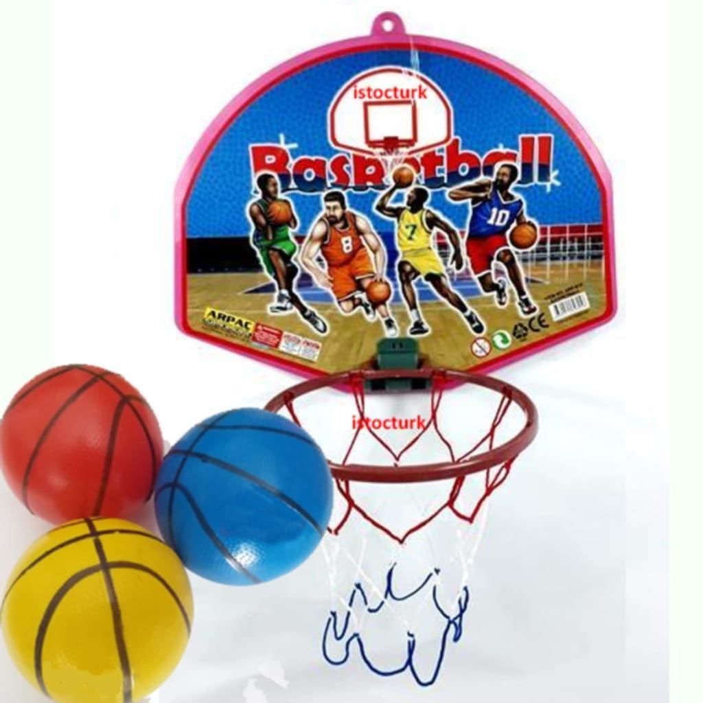 3 Adet Top+Duvara monte 42cm Büyük Boy Oyuncak Basketbol Potası