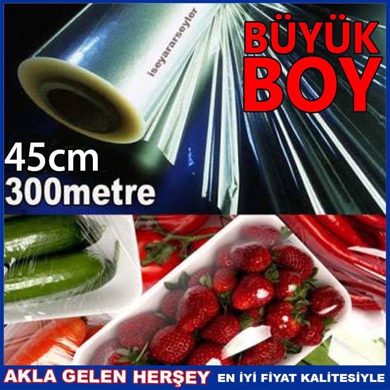 45cmEN 1.KALİTE 300mt GIDA KORUYUCU STREÇ FİLM