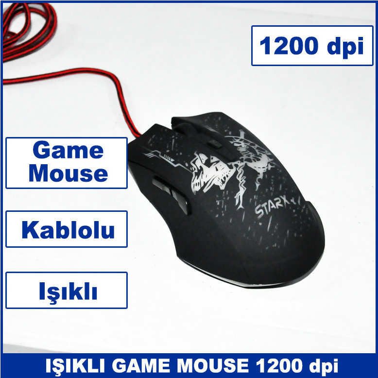 Işıklı Game Mouse 1200dpi Hassasiyet Masaüstü ve Laptop Uyumlu Usb Girişli Oyuncu Mouse