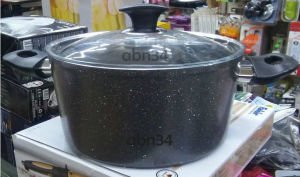 24cm Döküm Alüminyum Granit Tencere Full Granit Kaplama Cam Kapakli Ezme Alüminyum Derin Tencere abn