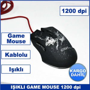 Işıklı Game Mouse 1200dpi Hassasiyet Masaüstü ve Laptop Uyumlu Usb Girişli Oyuncu Mouse