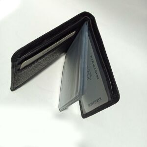 Karalı Gerçek Hakiki Deri 20 Kartlık Kredi Kart Cüzdanı 10 cm X 8 cm